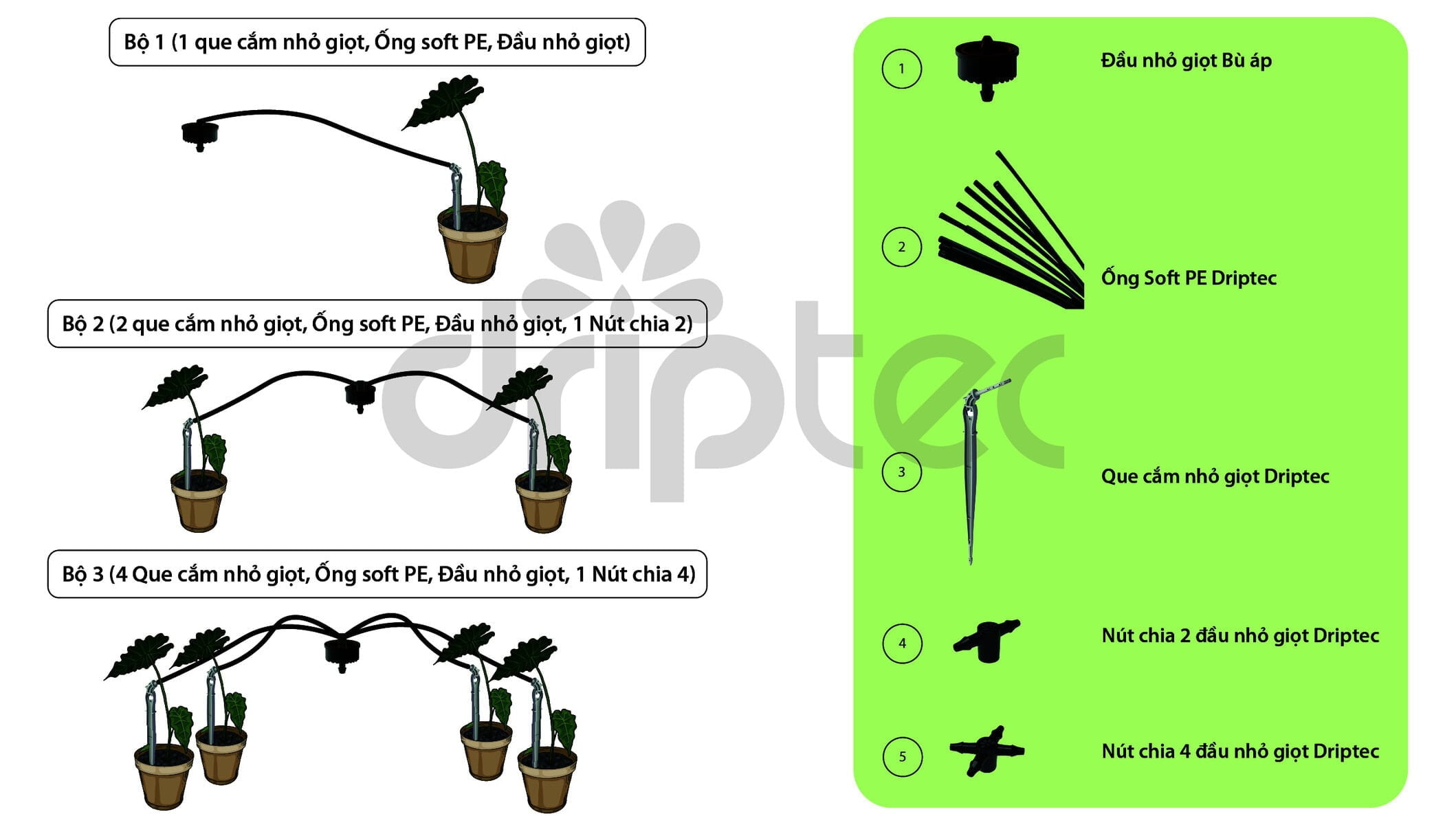 Nút chia đầu nhỏ giọt Driptec 34 Mô hình tưới nhỏ giọt Dritec