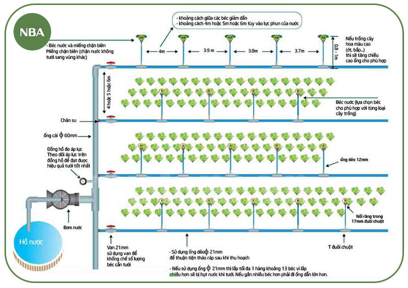Thiết kế lắp đặt hệ thống tưới nước phun mưa
