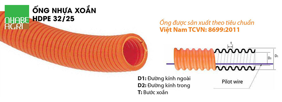 Ống nhựa xoắn HDPE 32/25 2 Ống nhựa xoắn HDPE 32 25 - thông số kỹ thuật