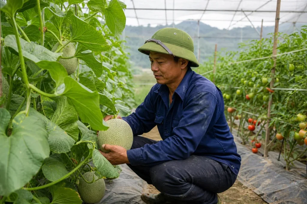 Trồng dưa lưới kết hợp nuôi lợn, nông dân Lào Cai thu tiền đều tay 1 Trồng dưa lưới kết hợp nuôi lợn, nông dân Lào Cai thu tiền đều tay