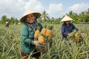 Giá khóm An Giang tăng vọt lên 15.000 đồng/trái, nông dân phấn khởi