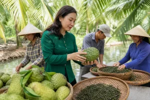 Trà mãng cầu xiêm từ vườn dừa: nữ giám đốc đưa sản phẩm sang Úc